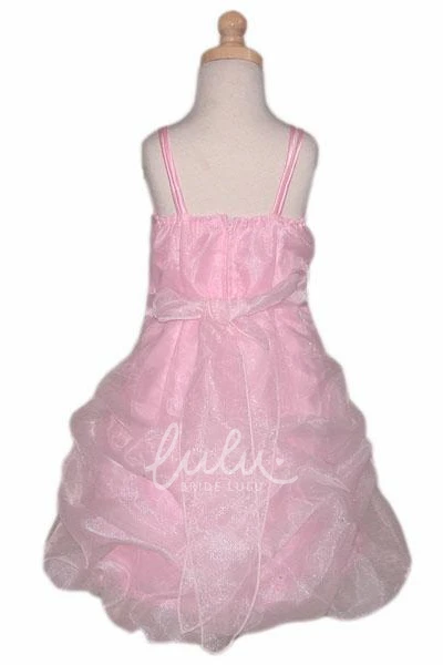 Beaded Floral Organza Flower Girl Dress with Cape Elegant Wedding Dress