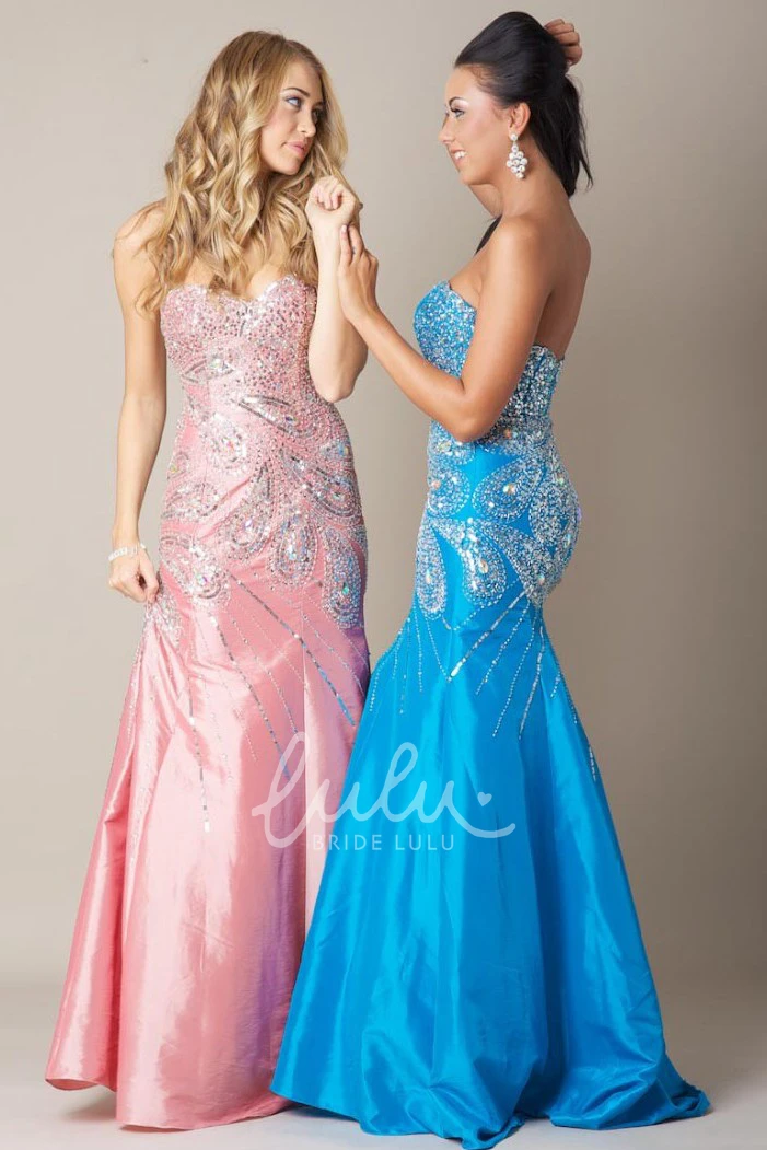 Sweetheart Taffeta Prom Dress Floor-Length & Beaded