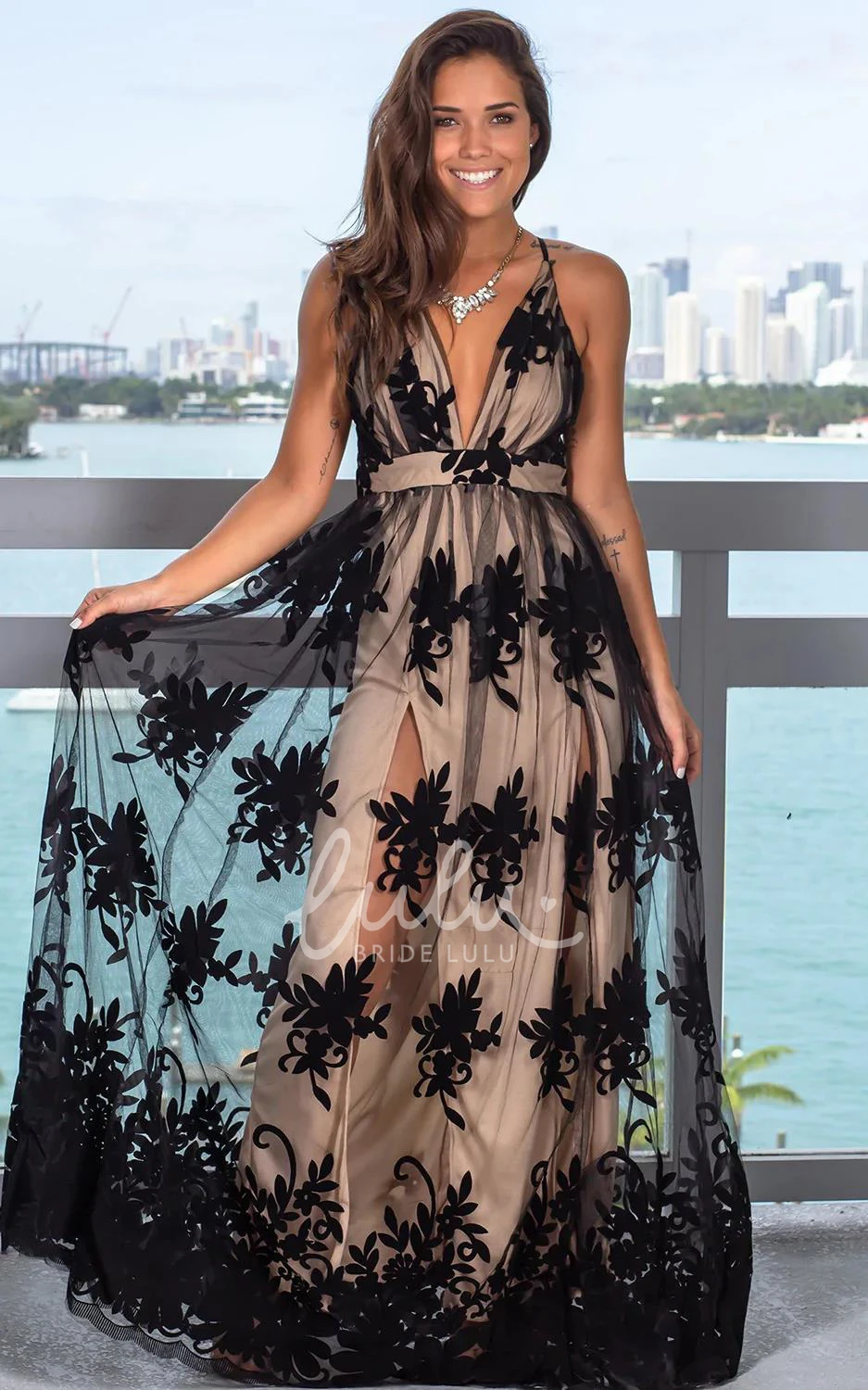 Sleeveless Tulle A-Line Guest Dress with Tie Back Casual Formal Guest Dress