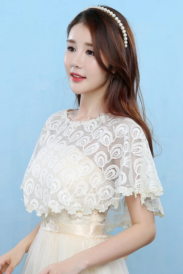 Lace Champagne Wedding Dress Cape New Shoulder Shawl Included