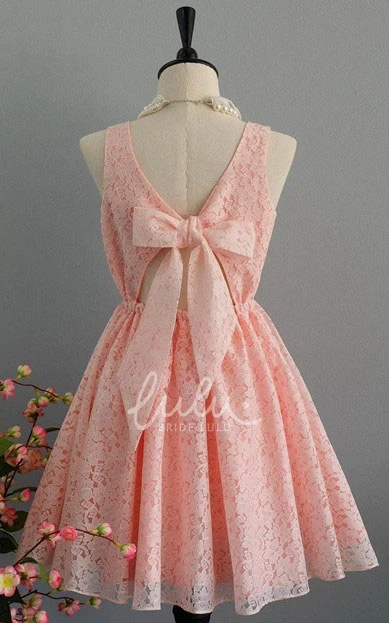 Lace A-line Dress with Bow Detail for Formal Guests