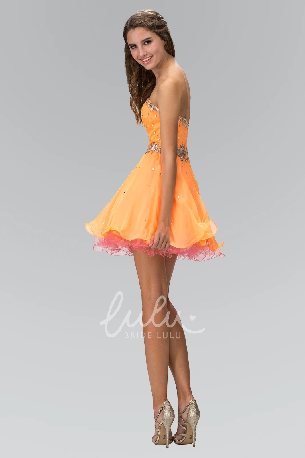 Colorful A-Line Sleeveless Mini Dress with Ruffles and Beading