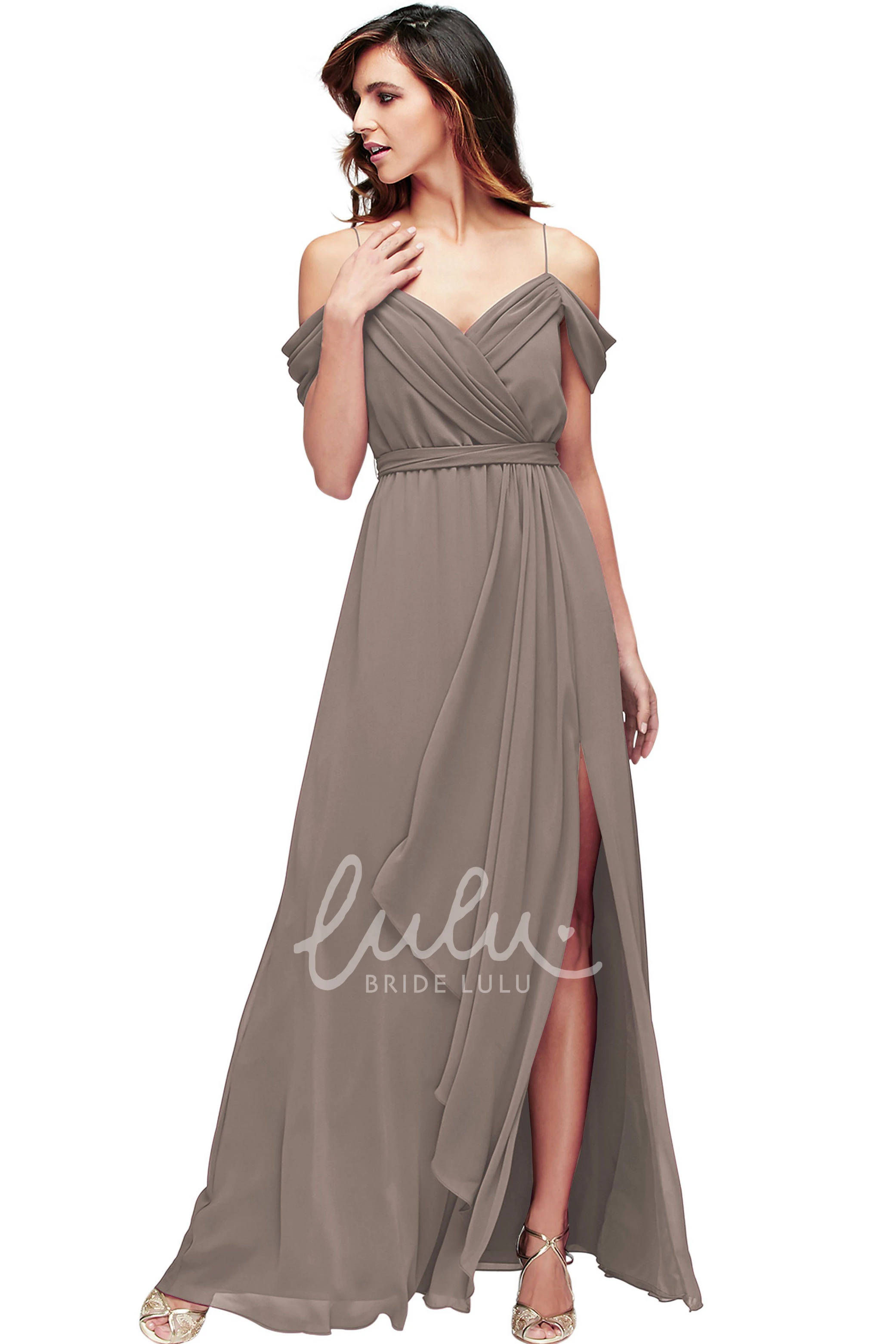 Floor-Length Chiffon Bridesmaid Dress with Draped & Sleeveless Multi-Color Convertible