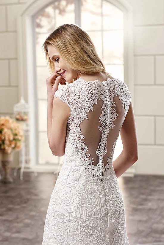 Illusion Mermaid Lace Wedding Dress Cap-Sleeve