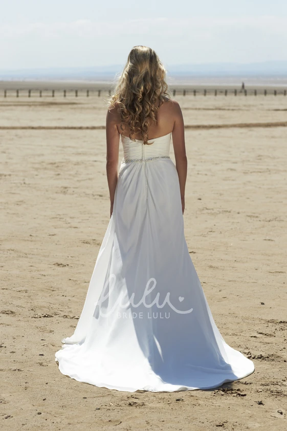 Criss-Cross Sweetheart Sleeveless Chiffon Maxi Sheath Wedding Dress Modern Bridal Gown
