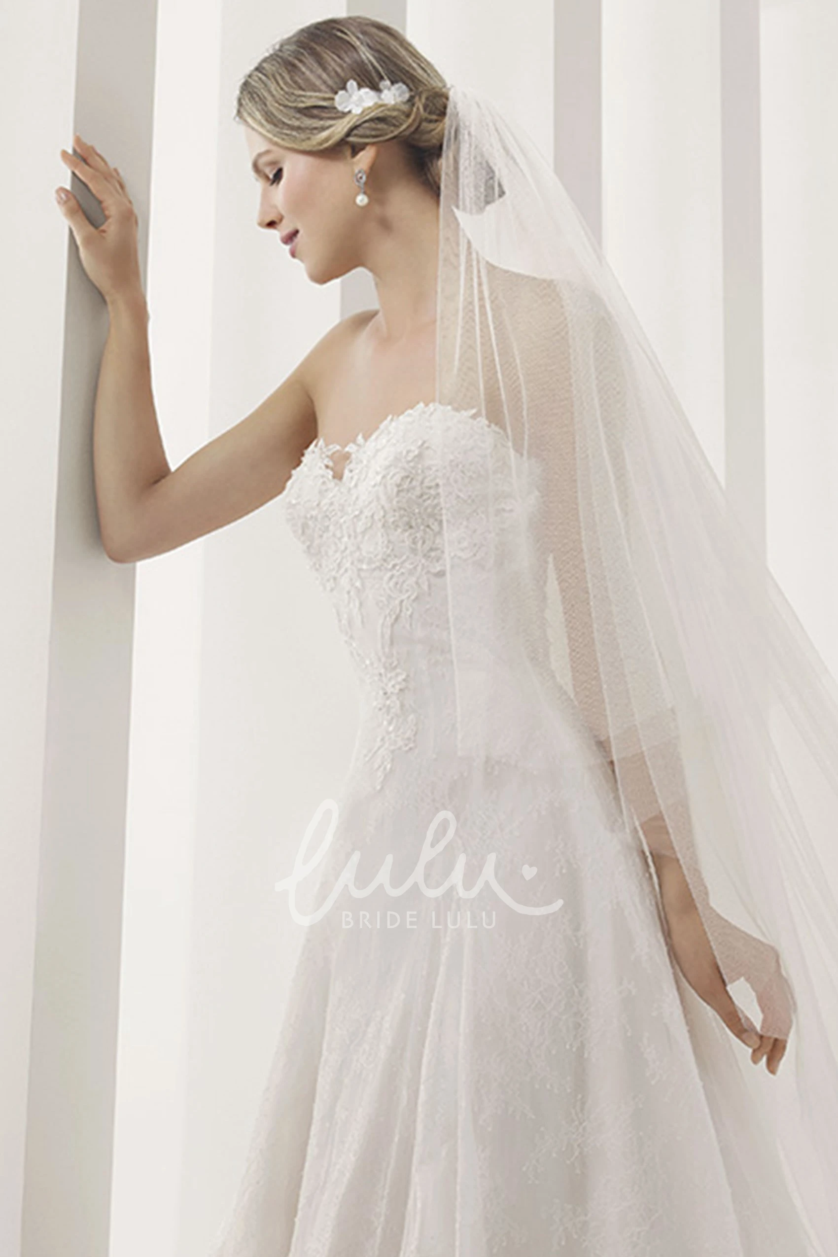 Sweetheart A-Line Lace Wedding Dress with Applique Details