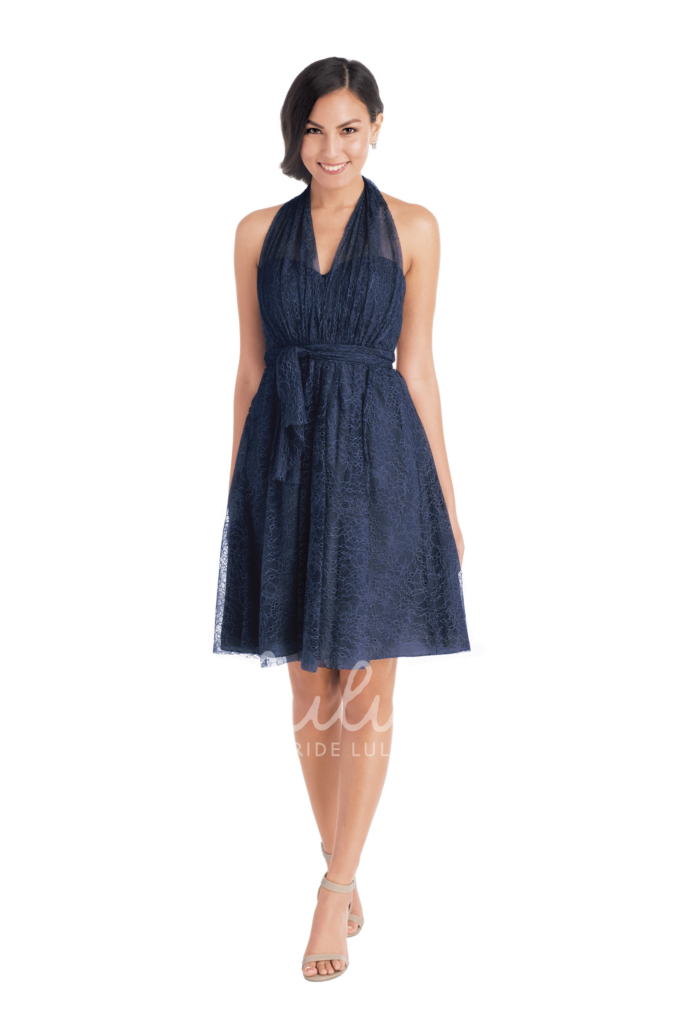 Ribboned Lace Cap Sleeve Sweetheart Short Bridesmaid Dress in Multiple Colors