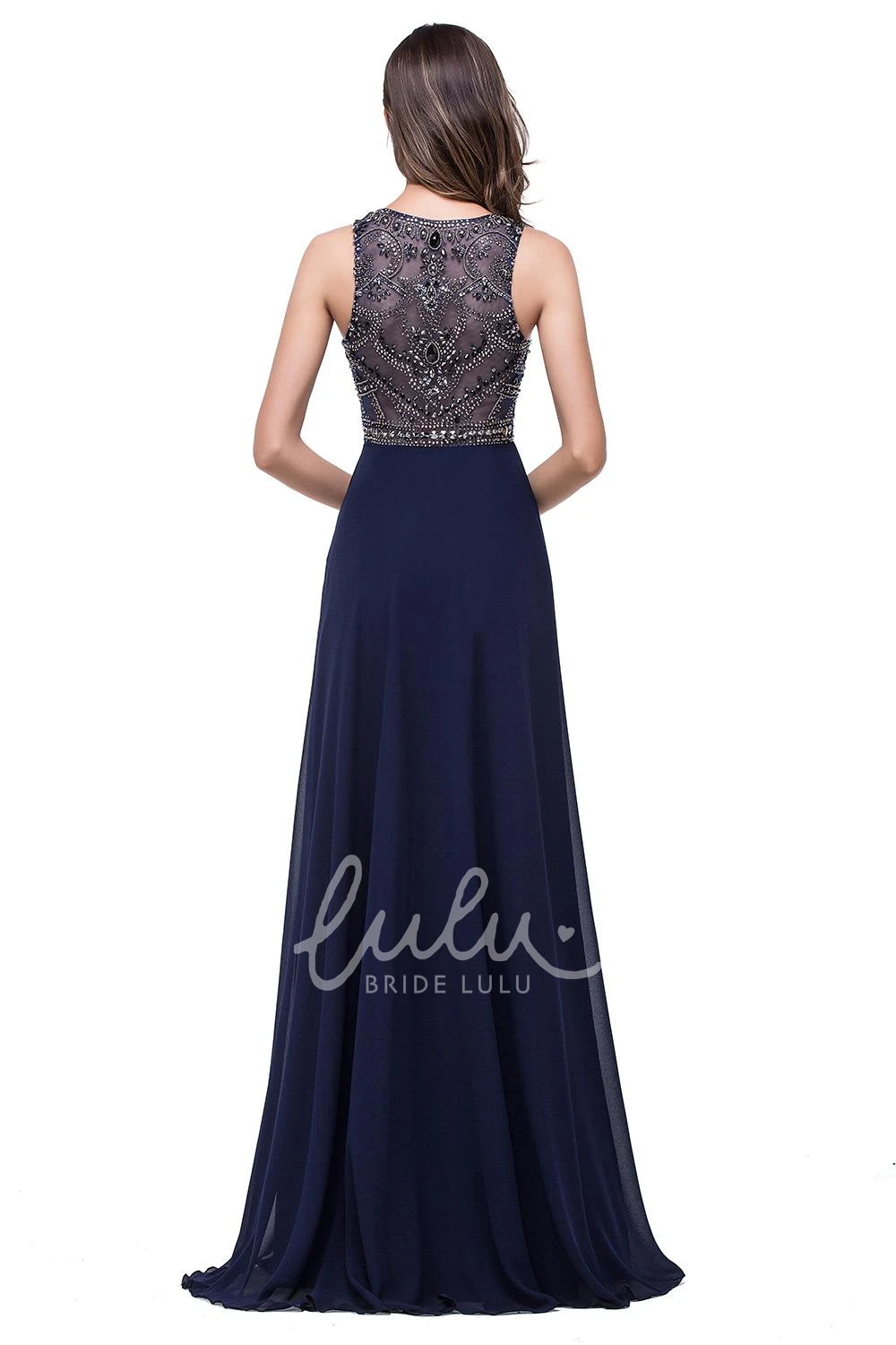 Beaded Illusion Chiffon Prom Dress Modern A-line Dress 2025