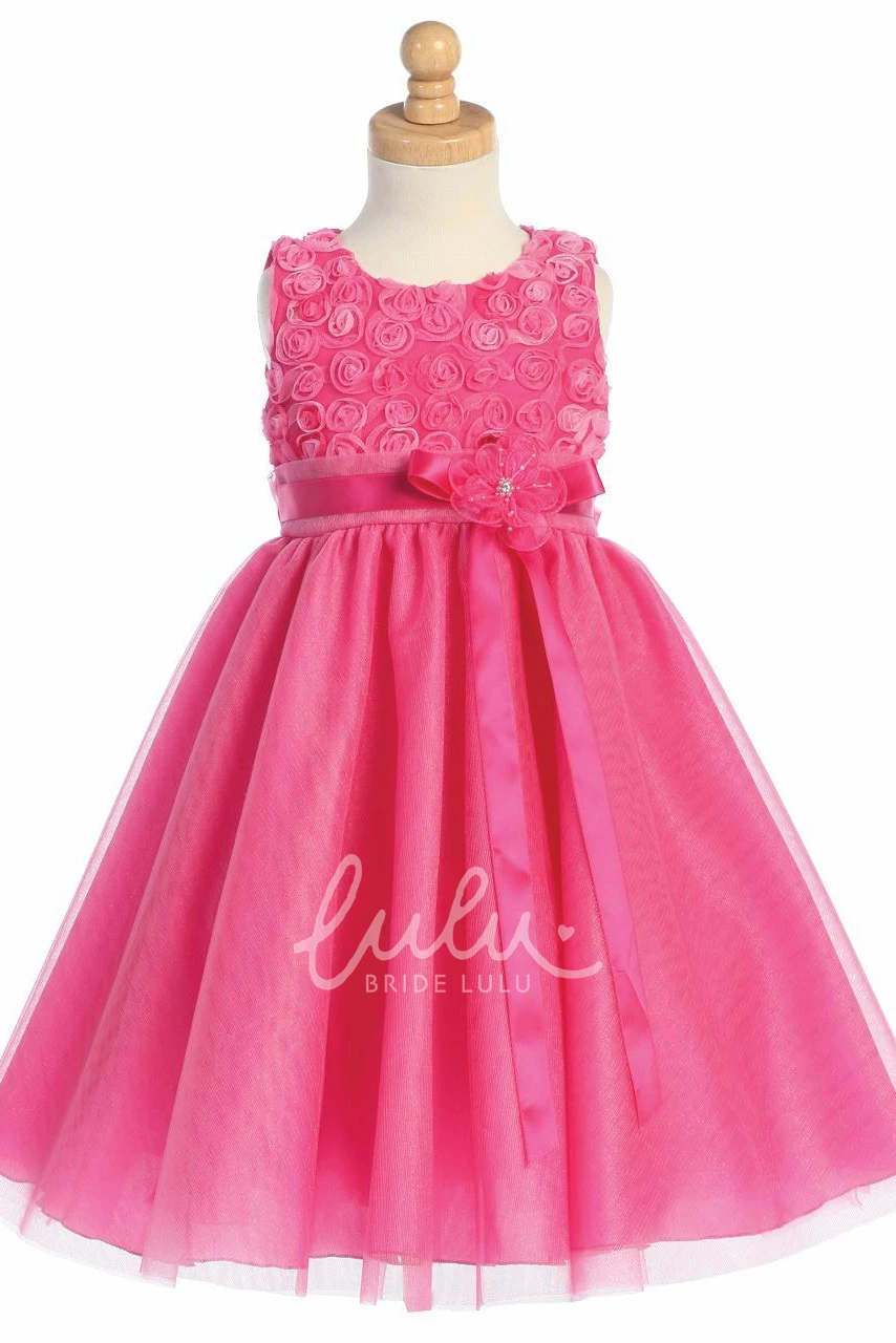 Embroidered Tulle Tiered Flower Girl Dress Elegant Wedding Dress for Girls