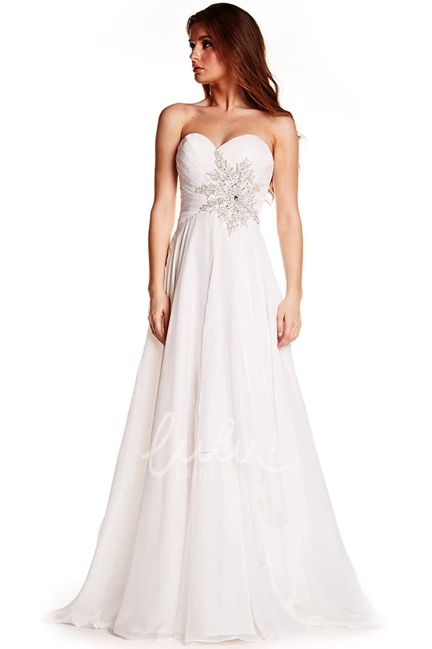 Sweetheart Appliqued Chiffon Prom Dress A-Line Prom Dress