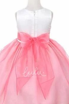 Tea-Length Tiered Tulle and Organza Flower Girl Dress Modern Design