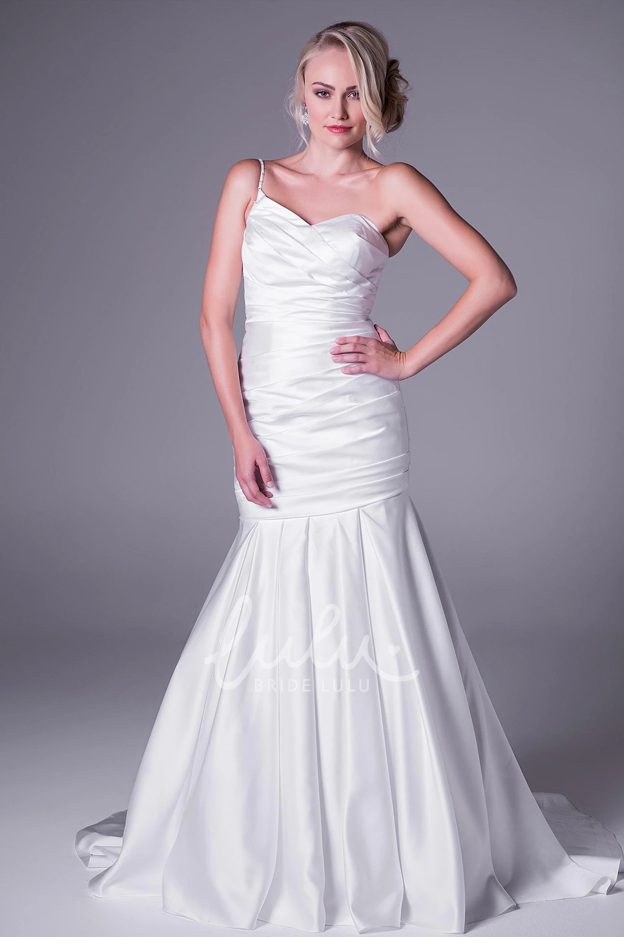Satin Trumpet Wedding Dress with Straps and Criss Cross Back