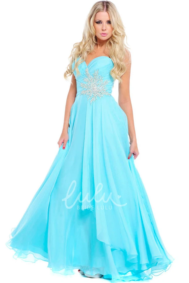 A-Line Sleeveless Sweetheart Appliqued Chiffon Prom Dress Simple Prom Dress