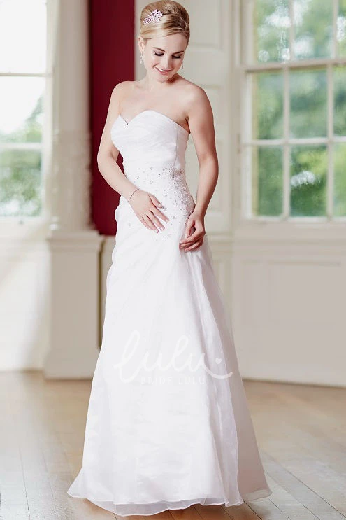 Sweetheart Beaded Satin&Tulle Wedding Dress with Zipper Back Sheath Style