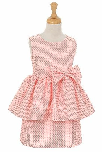 Peplum Knee-Length Flower Girl Dress Bowed