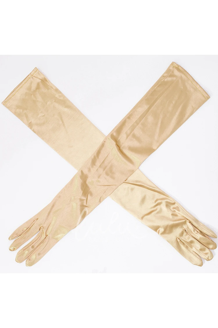 Elegant White Beaded Embroidery Wedding Gloves Long Length