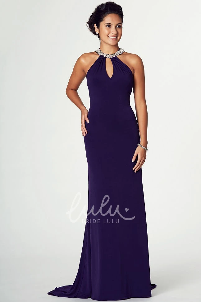 Sleeveless High Neck Beaded Chiffon Prom Dress with Brush Train Elegant Prom Dress 2025