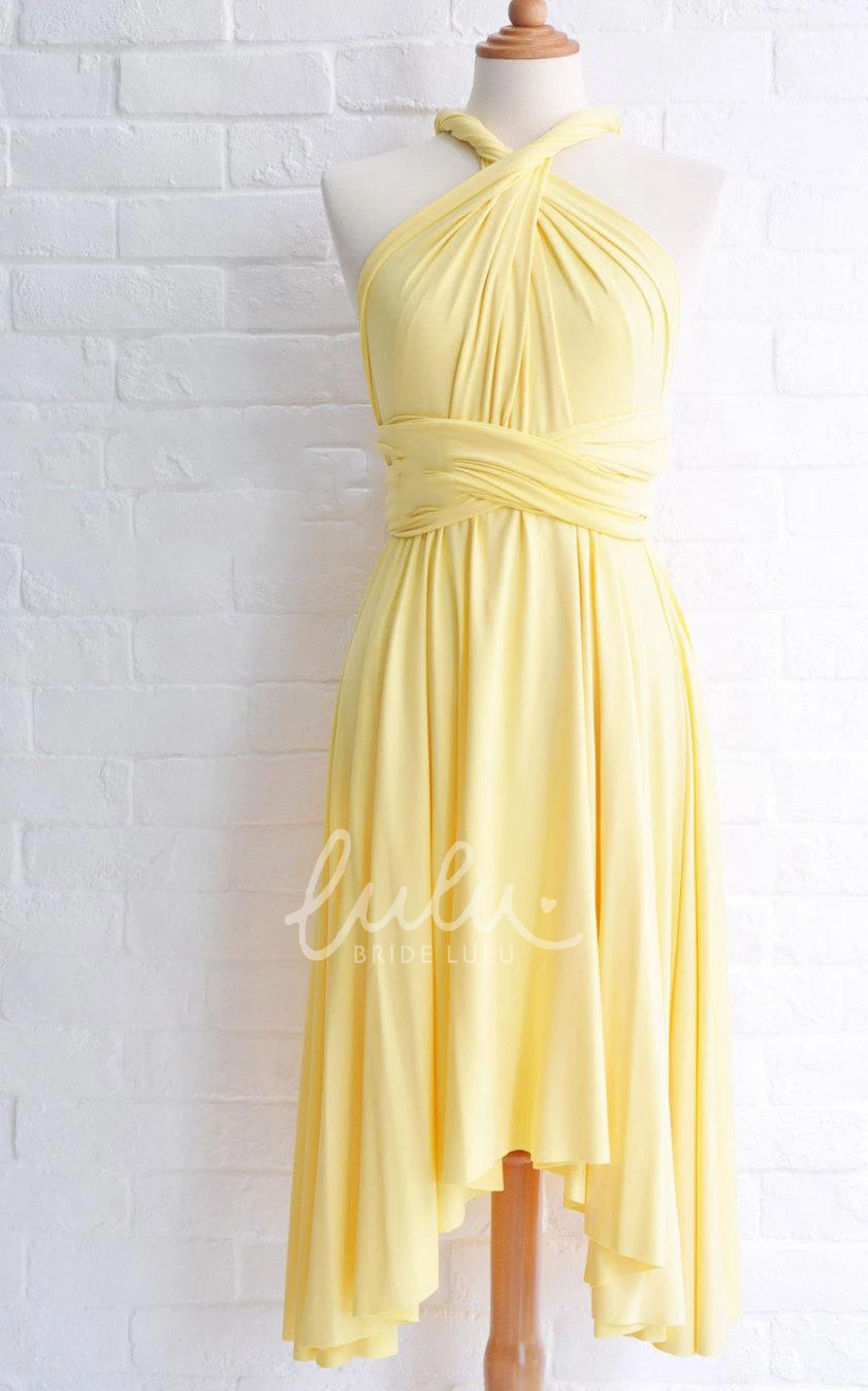 Infinity Sunshine Yellow Knee Length Wrap Convertible Dress