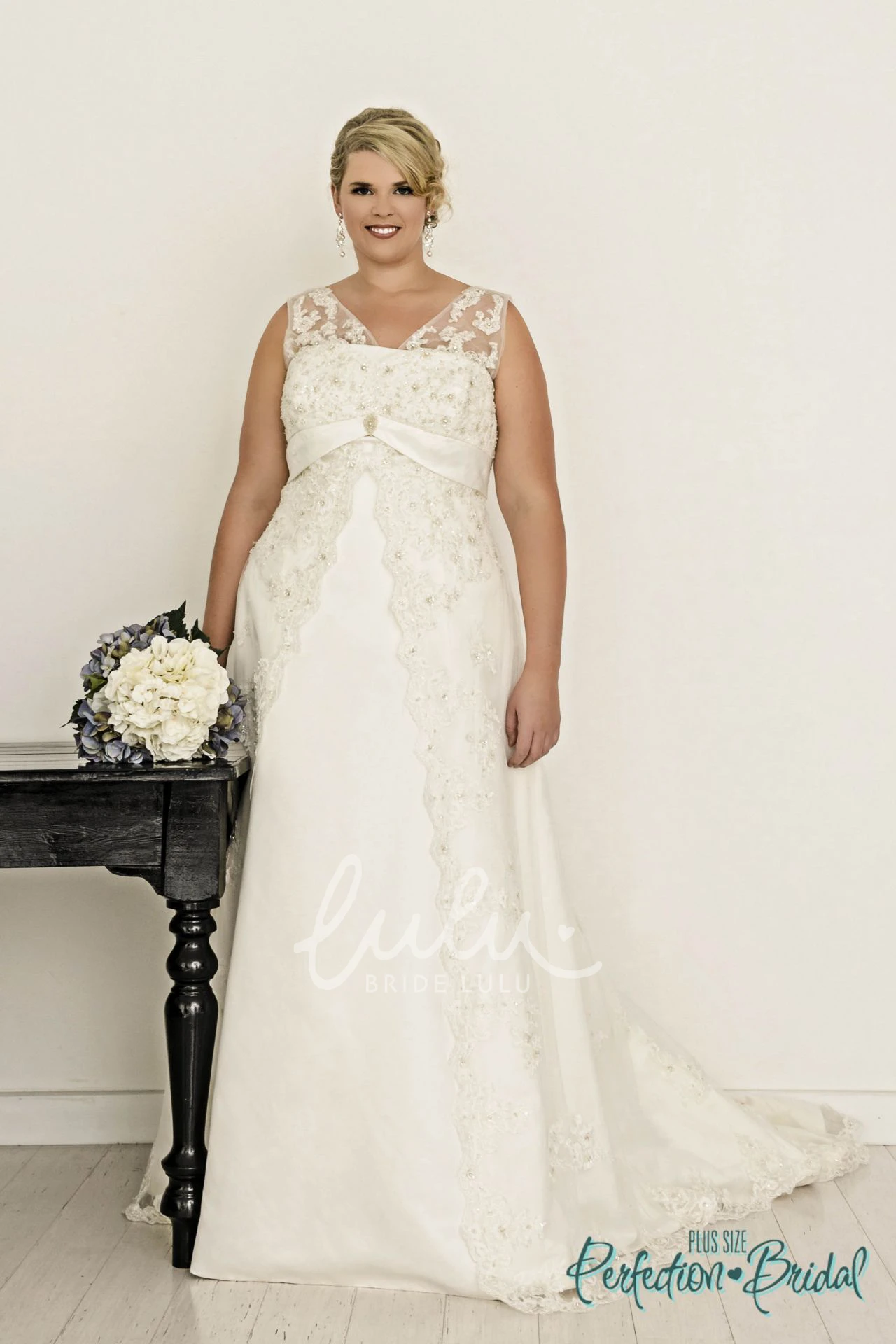 Plus Size Satin V-Neck Wedding Dress Sleeveless Elegant 2025