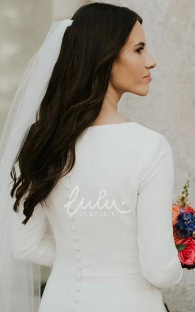 Casual Trumpet Spandex Wedding Dress Long Sleeve Button Detail