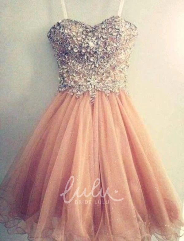 Sweetheart Beaded Short Prom Dress with Spaghetti Straps
