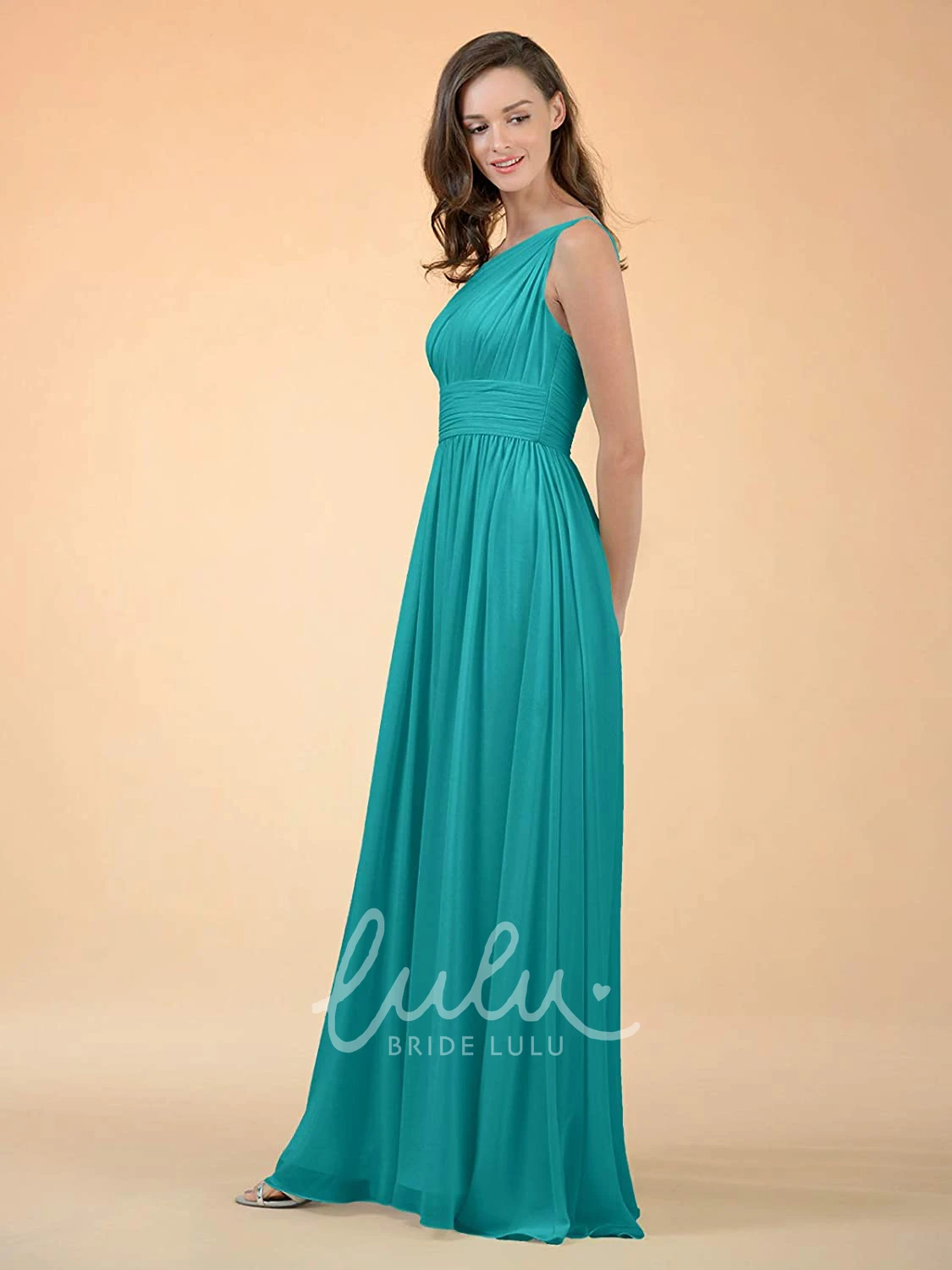 Chiffon One-Shoulder A-Line Bridesmaid Dress with Ruching Simple & Elegant