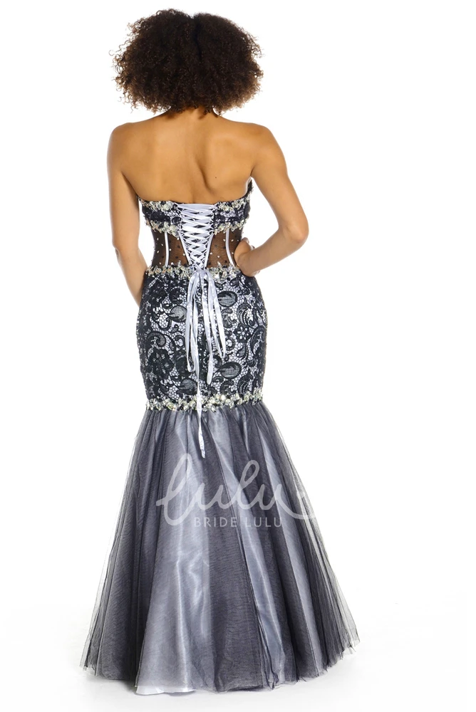 Sleeveless Sweetheart Mermaid Prom Dress with Tulle & Satin Stunning Prom Dress