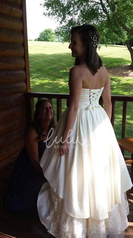 Chiffon Lace A-Line Wedding Dress with Sweetheart Neckline and Lace-up Back