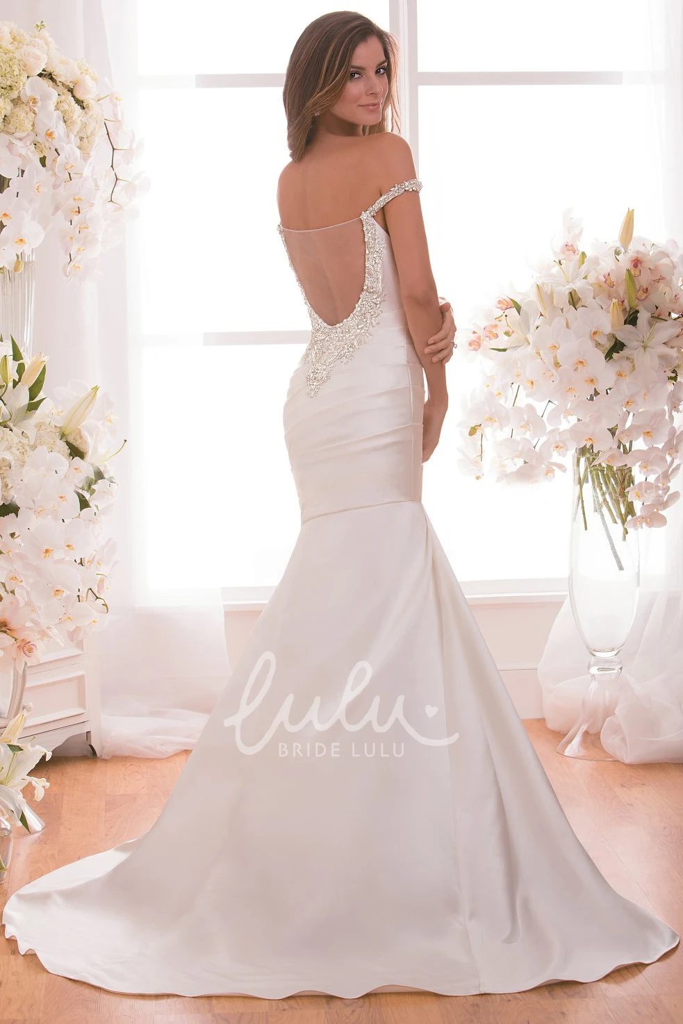 Mermaid Wedding Dress with Ruching Off-The-Shoulder & Modern