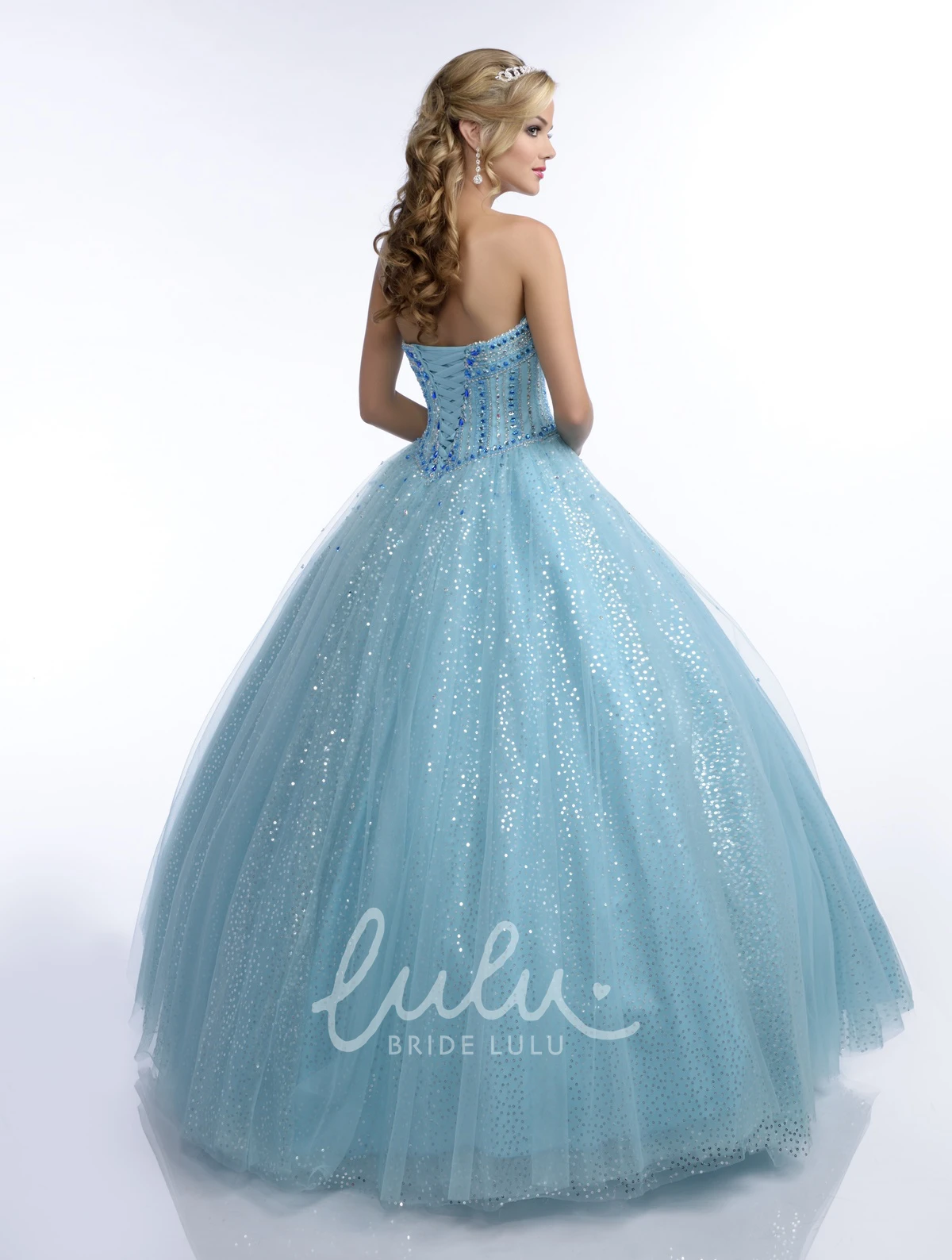 Sweetheart Sleeveless Ball Gown with Sequins and Crystal Detailing Formal Dress