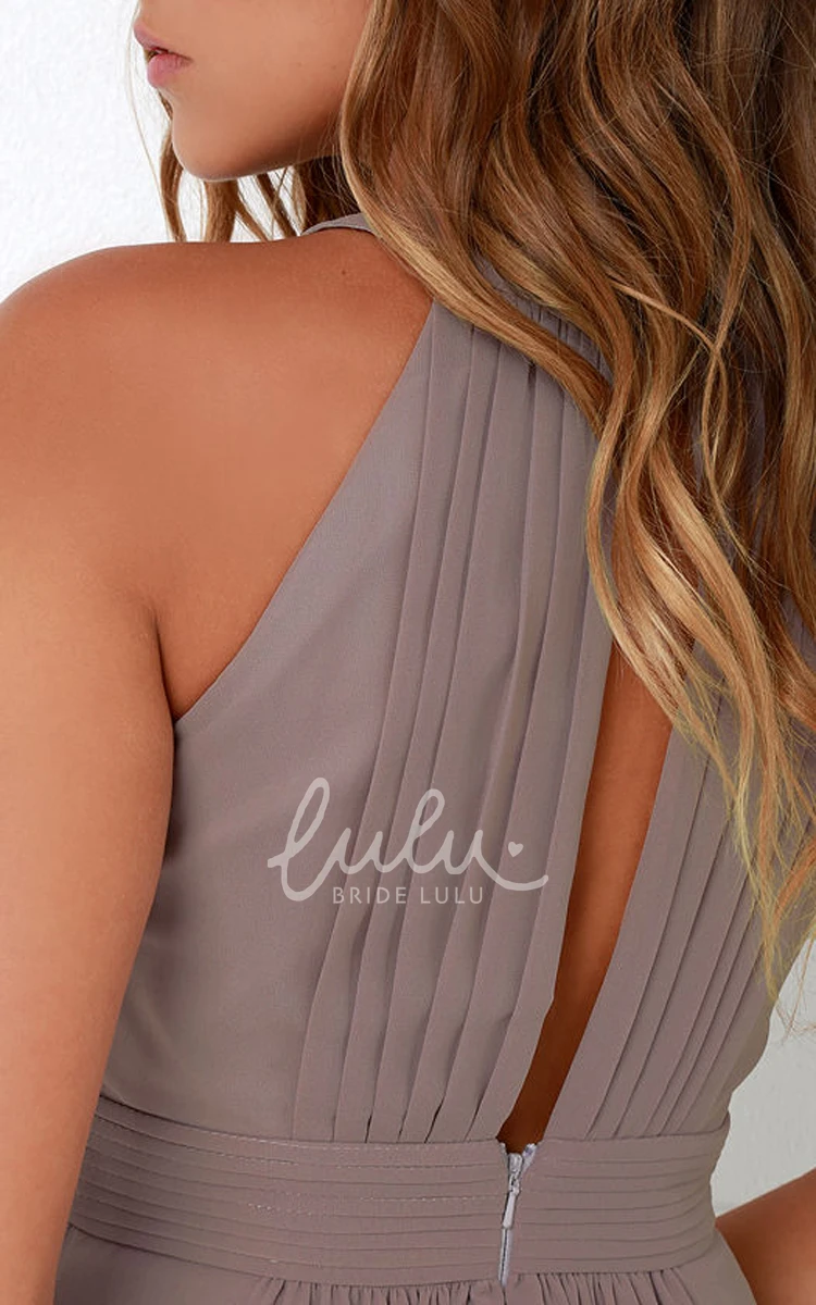 Empire Halter Sleeveless Bridesmaid Dress with Brilliant Beading