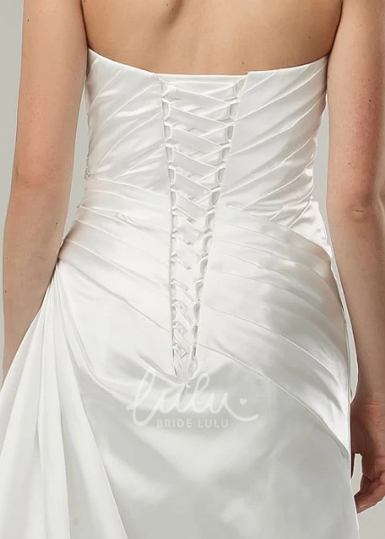 Sweetheart Jeweled Satin Spring Wedding Dress with Criss Cross and Corset Back Sheath Bridal Gown