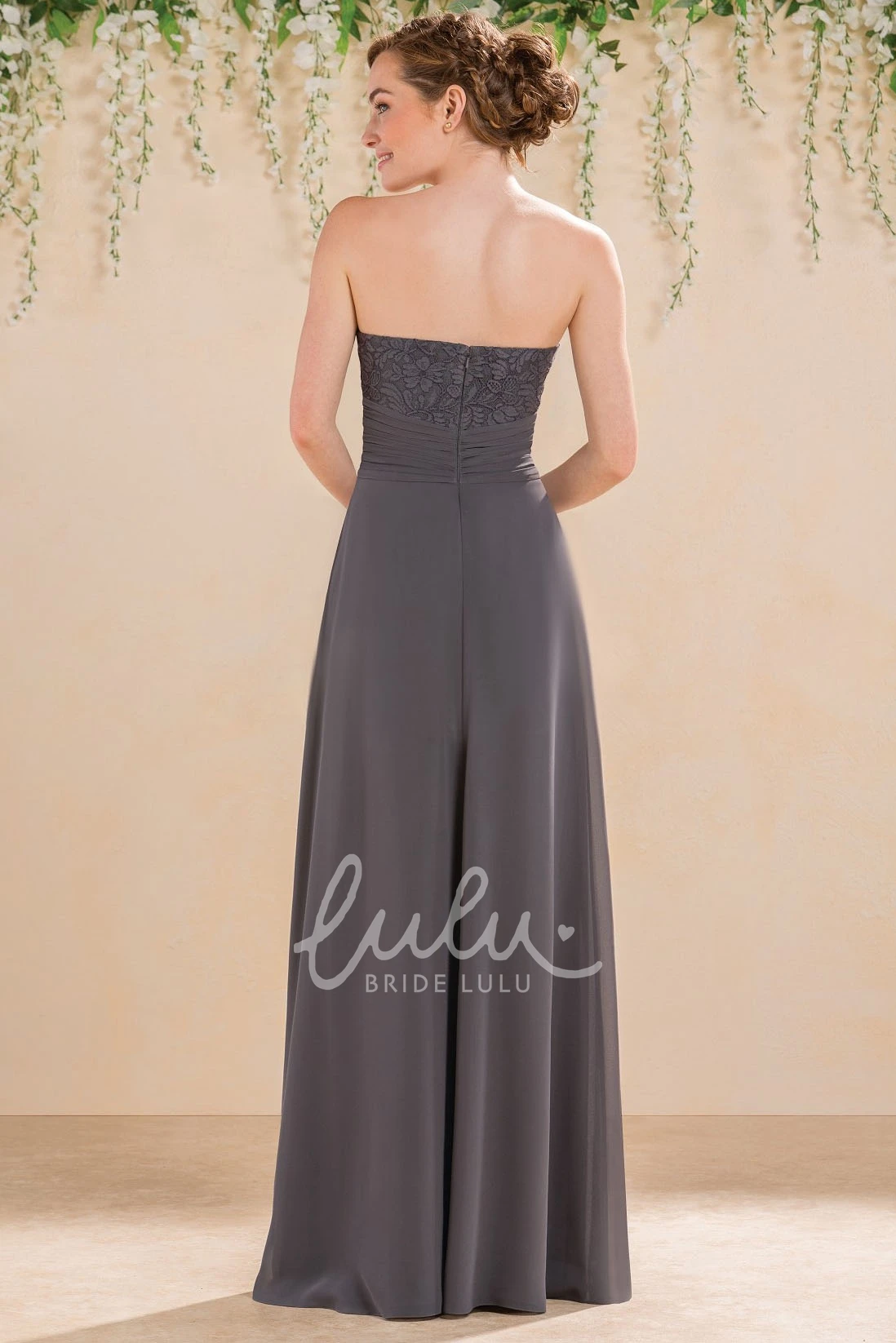 Lace Bodice A-Line Bridesmaid Dress with Ruching Sweetheart