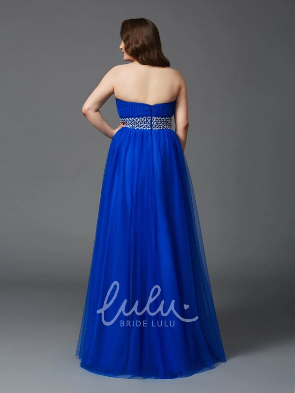 Strapless A-line Tulle Formal Dress with Ruched Waist and Low-V Back