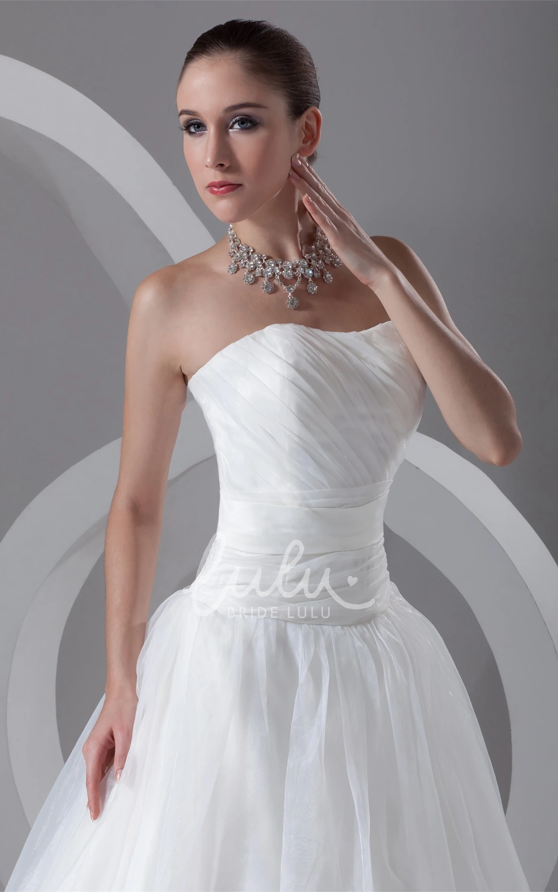 Maxi Strapless A-Line Ruched Wedding Dress with Sweep Train