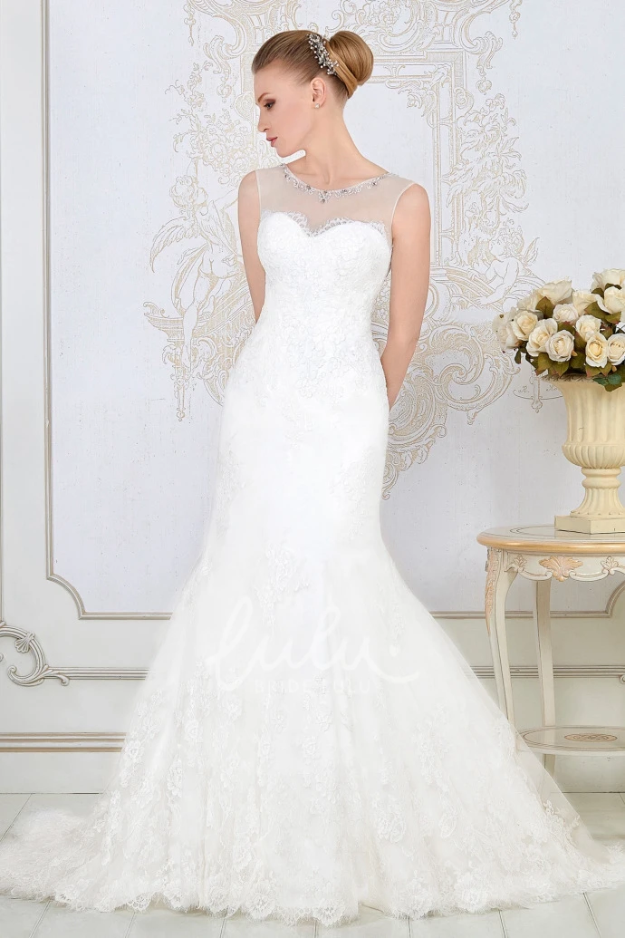 Lace Mermaid Wedding Dress with Scoop Neckline