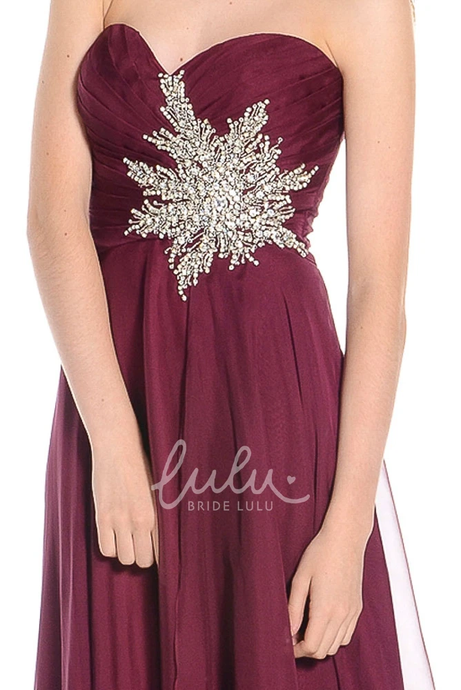 Crystal Sweetheart A-Line Chiffon Prom Dress with Ruching Maxi