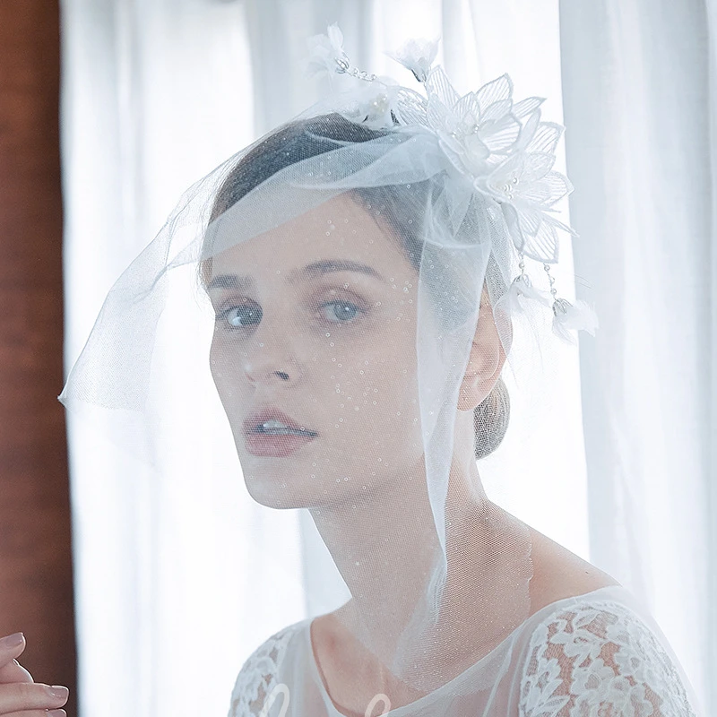 Simple Style Bridal Veil with Beads