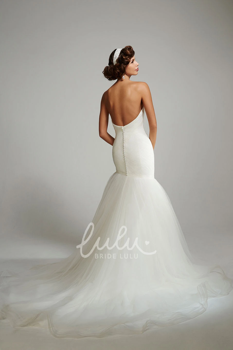 Sweetheart Mermaid Wedding Dress Tulle Criss Cross Backless Design