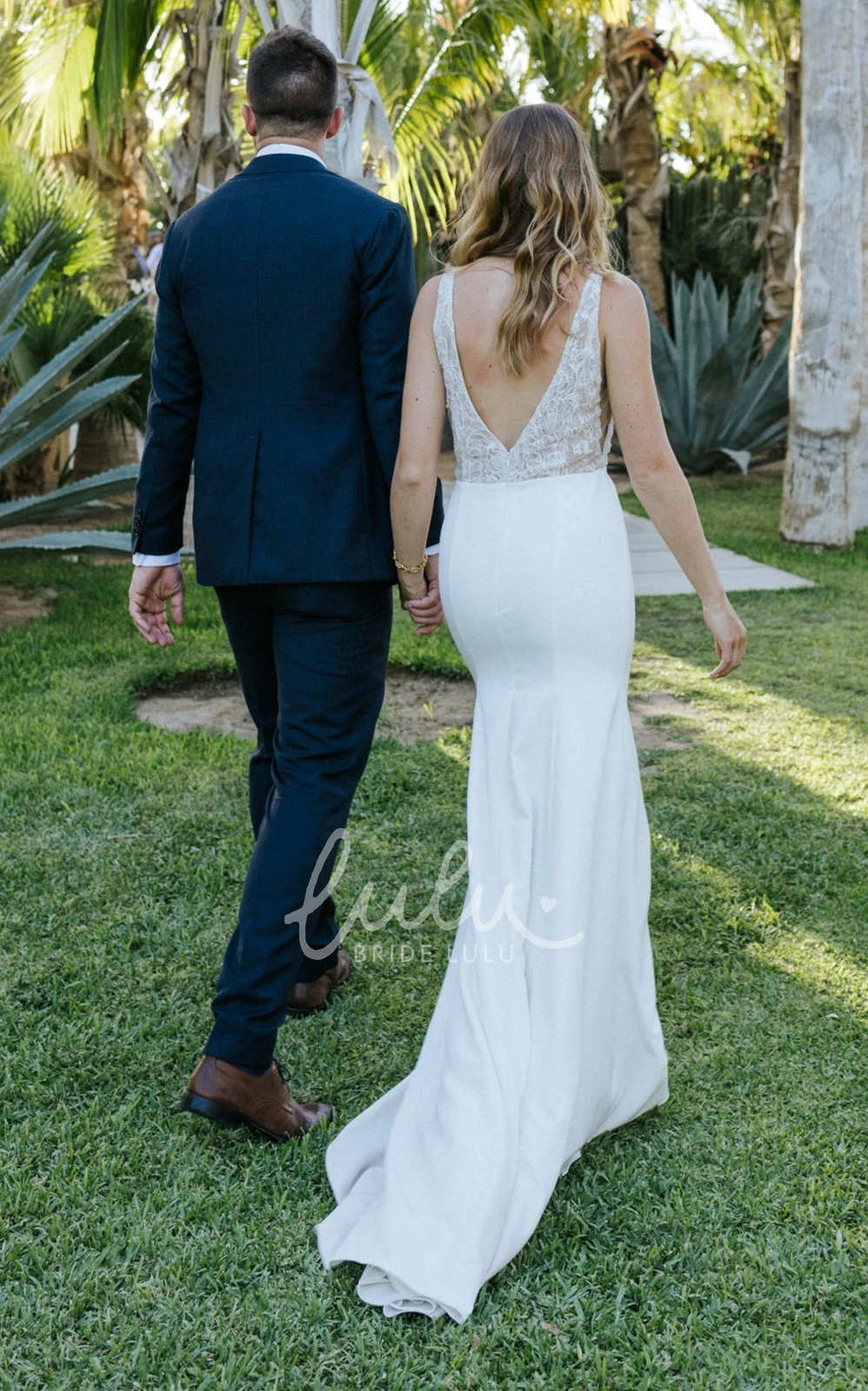 Mermaid Chiffon and Lace V-neck Sweep Train Wedding Dress Beautiful Lace Mermaid Wedding Dress with Chiffon and V-neck