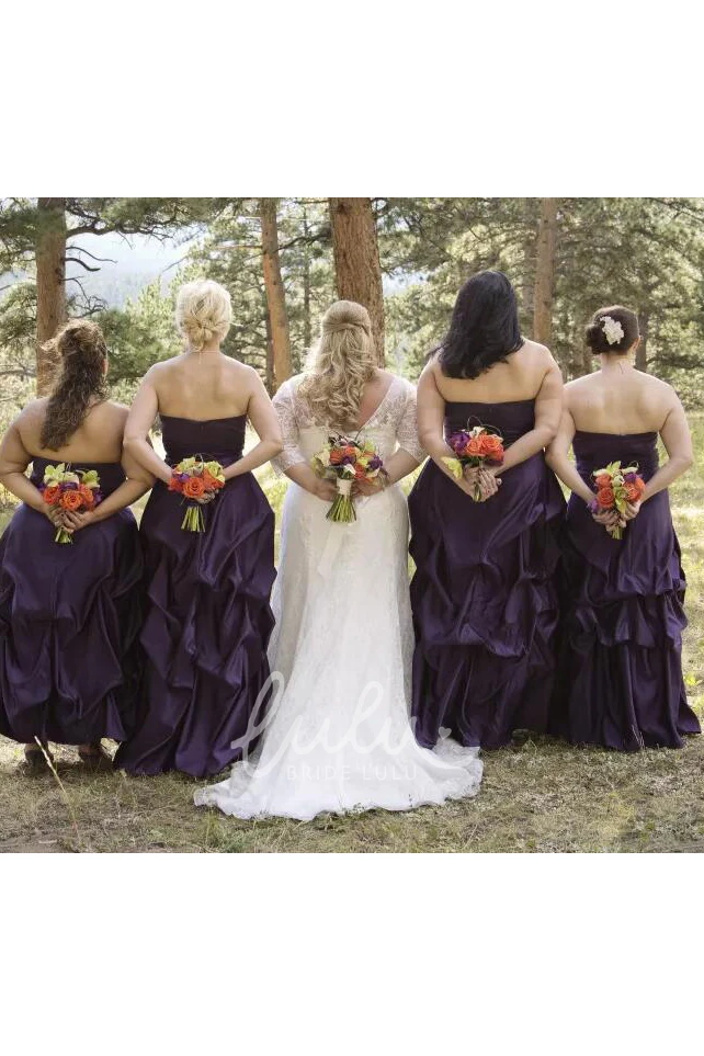 Plus Size Lace Wedding Dress with V-Neckline Long Sleeves and Lace-Up Back