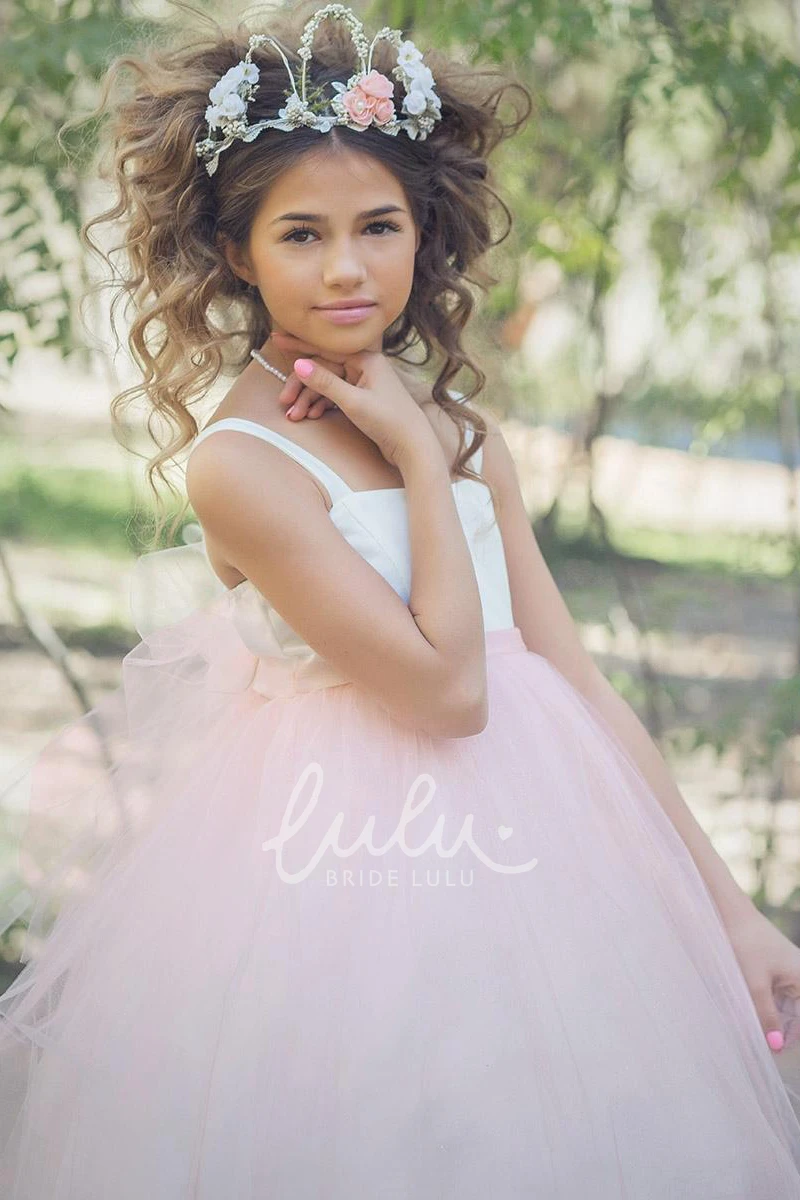 Spaghetti Empire Tiered Tulle & Satin Beach Wedding Dress Boho & Modern