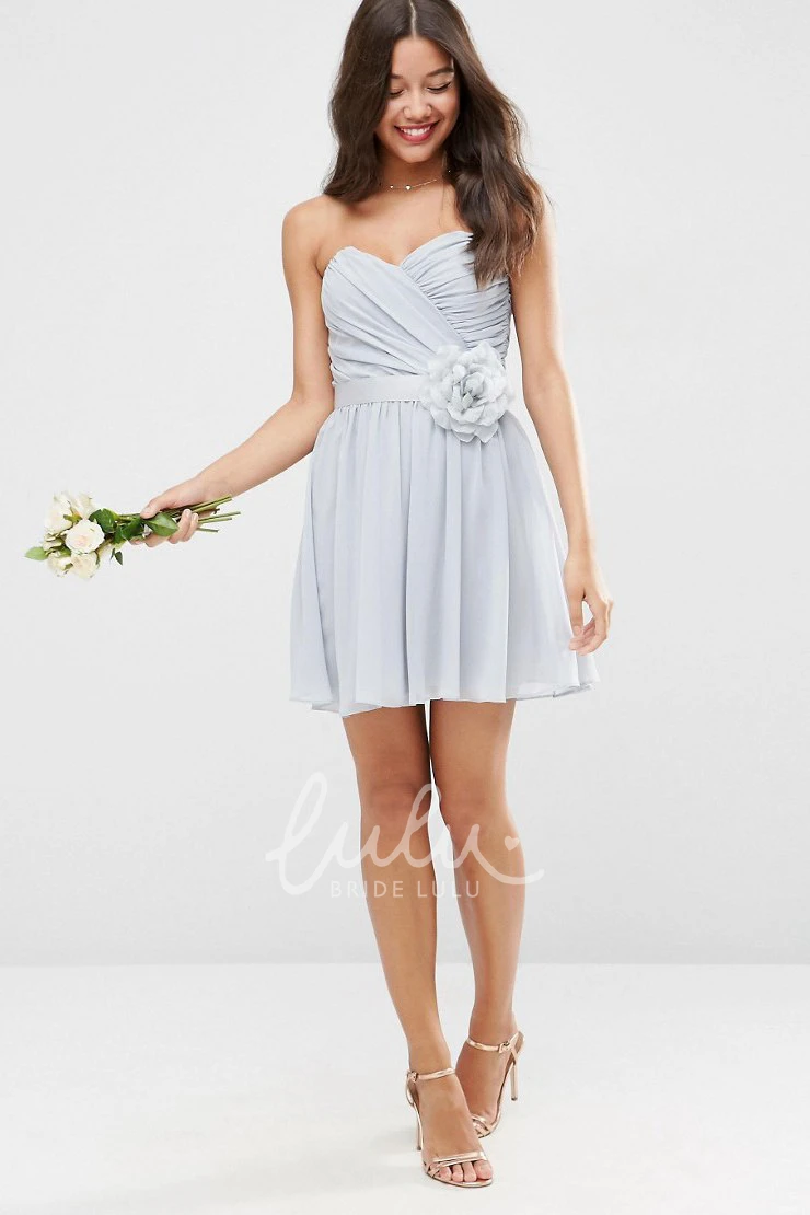 Sweetheart Sleeveless A-Line Chiffon Bridesmaid Dress Short and Flowy