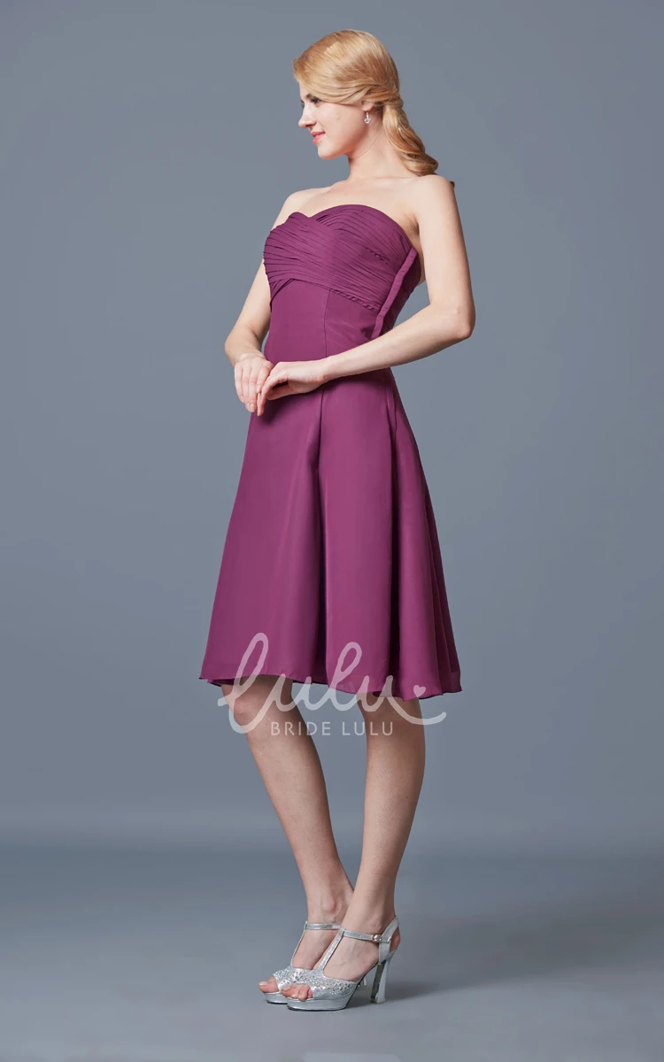 Short Chiffon Dress with Empire Waist and Ruching Flowy Bridesmaid Dress
