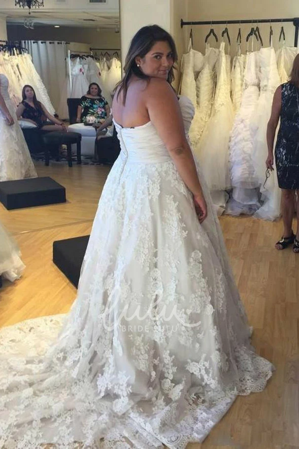 Sweetheart Lace A-Line Wedding Dress with Zipper Elegant Bridal Gown