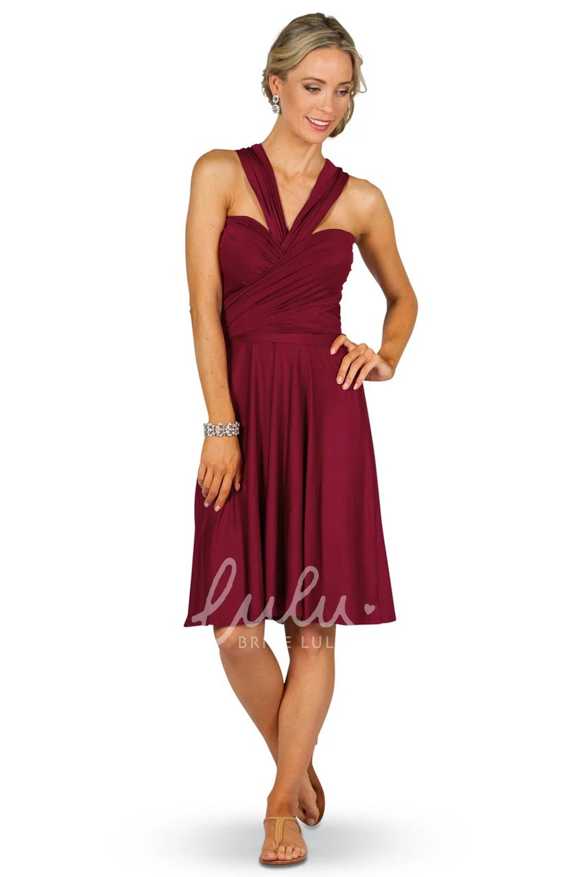 Knee-Length Sleeveless Chiffon Bridesmaid Dress with Criss-Cross Straps Unique Bridesmaid Dress