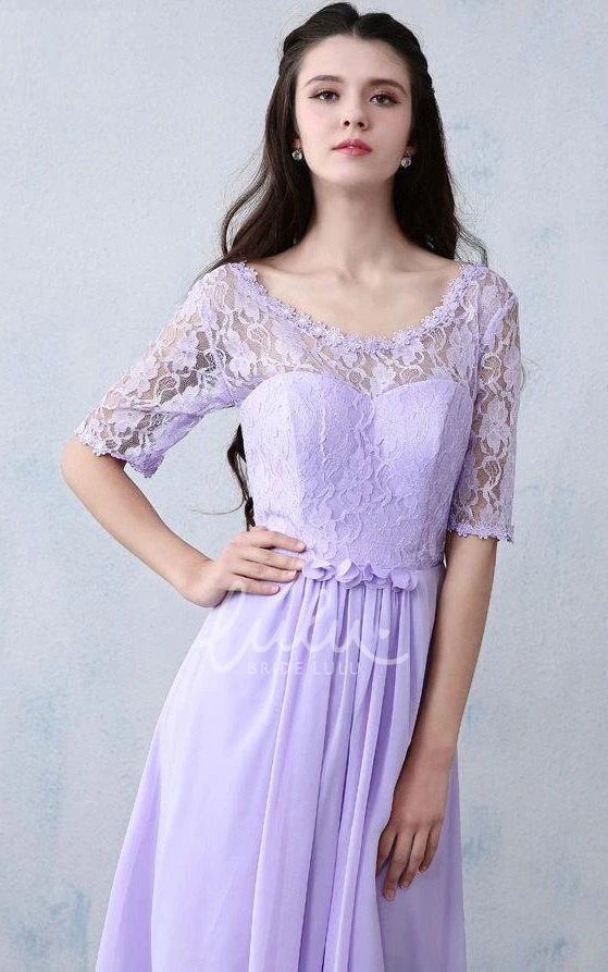 Long Purple Lace Bridesmaid Prom Dress for Bridesmaids