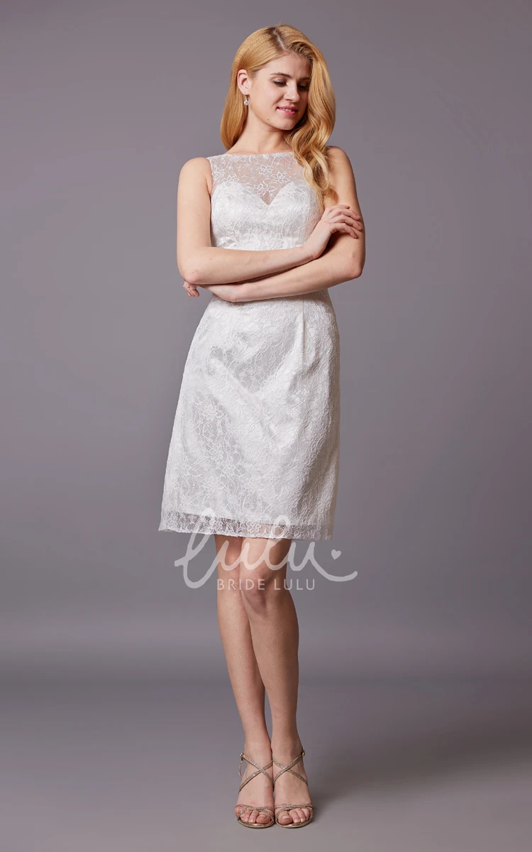 Lace Sheath Sleeveless Bridesmaid Dress with Bateau Neckline