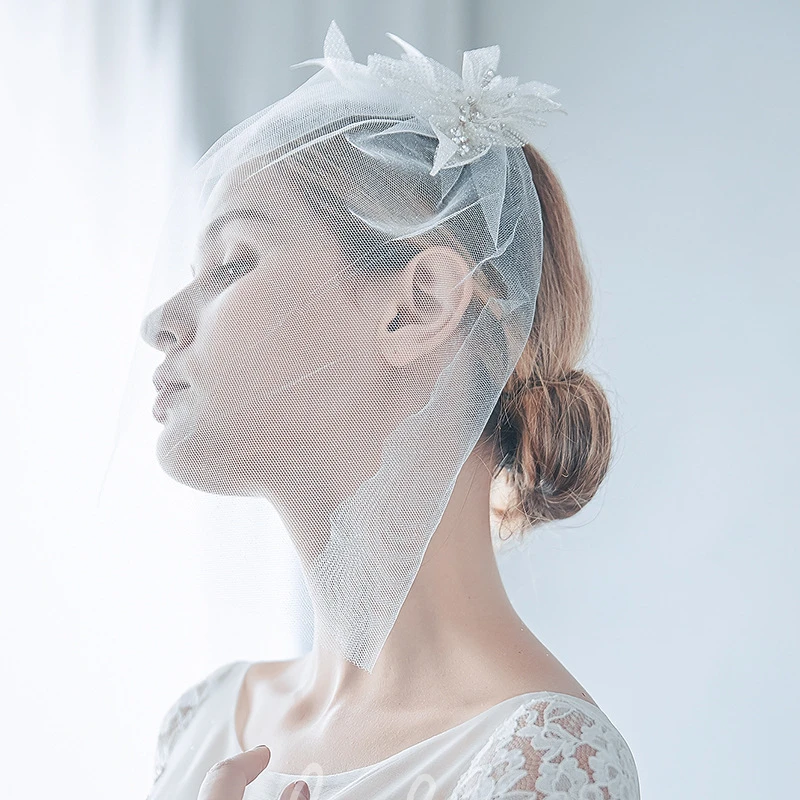 Western Style Short Bridal Veil with Sequins