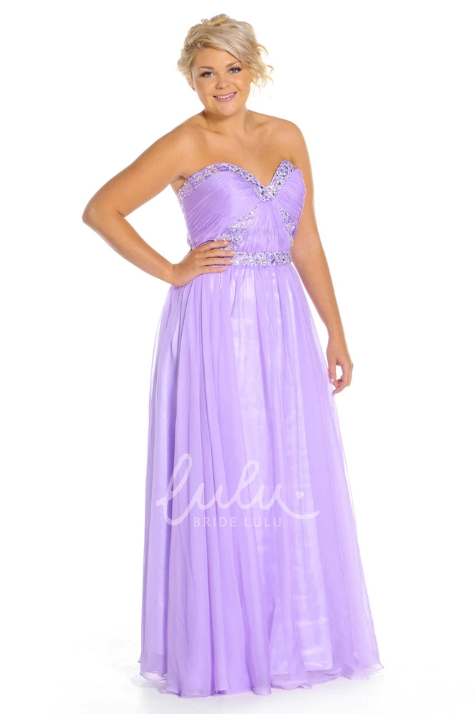 Beaded Chiffon Sweetheart Prom Dress Sleeveless Floor-Length
